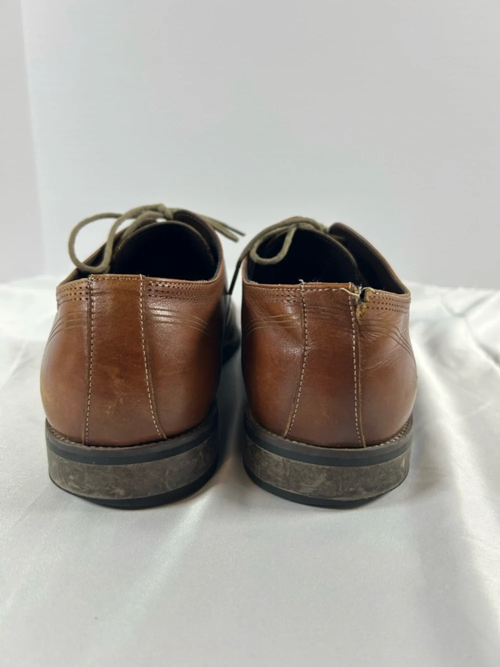 Kenneth Cole Reaction Jean IAL Men's Brown Cap Toe Leather‎ Oxfords 10.5 * flaw